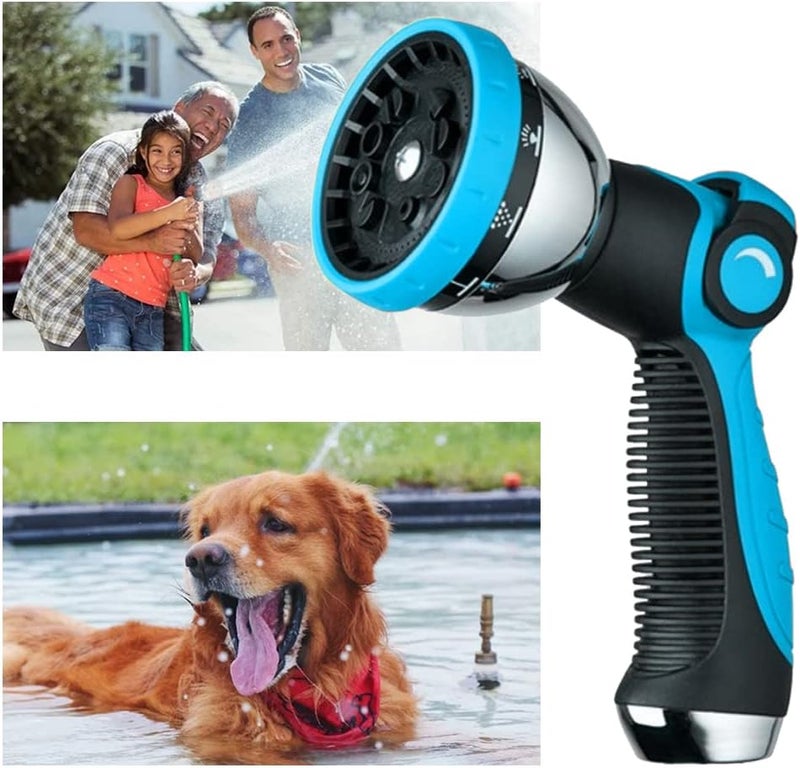 REDESS Garden Hose Nozzle Spray Nozzle,10 Hose Metal Duty Watering Patterns Thumb Control On Off Valve, High Pressure Nozzle Sprayer for Watering Plants, Car Wash,Cleaning,Showering Pets Blue - Image 5